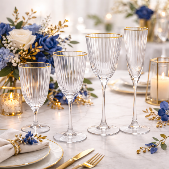 Amore water glass with gold rim