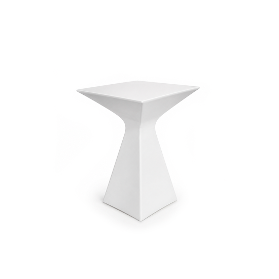 white Alfa highboy cocktail table with seamless cylindrical white base and round top from Urban Collection for event rental