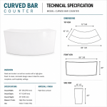 Curved white high-gloss acrylic event bar rental unit with rose-gold trim and modern lounge design