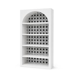White Jumbo Woven Cane Bar Back - Black