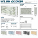 Contemporary white woven cane bar with black backing and geometric cutout pattern