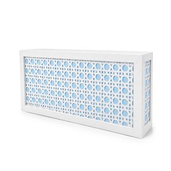 White Jumbo Woven Cane Bar - Dusty Blue
