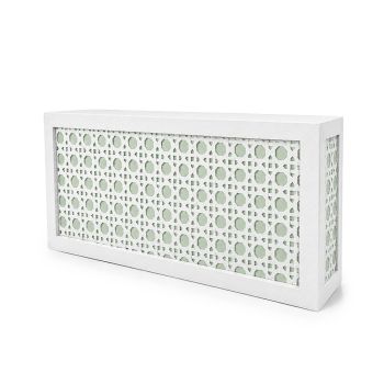 White Jumbo Woven Cane Bar - Sage Green