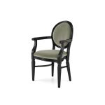 Luxury black Chandelle armchair finished with bright silver velvet upholstery