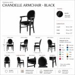Luxury black Chandelle armchair finished with bright silver velvet upholstery