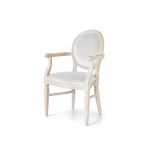 Monochromatic Chandelle armchair featuring ivory white velvet and a matching wood frame.