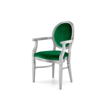 Chandelle Armchair Silver - Cushion Emerald Green (Velvet)