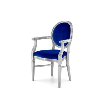 Chandelle Armchair Silver - Cushion Royal Blue