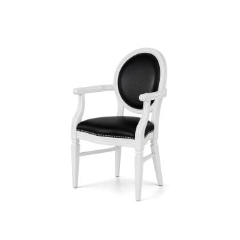 Chandelle Armchair White - Cushion Black (Leather)