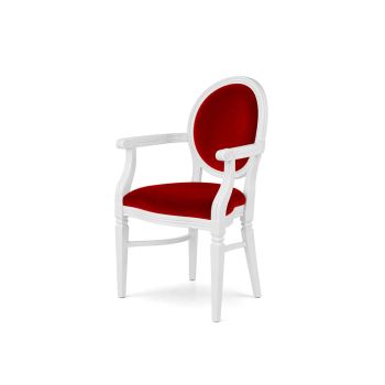 Chandelle Armchair White - Cushion Red