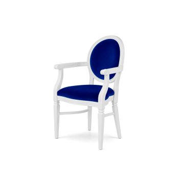 Chandelle Armchair White - Cushion Royal Blue