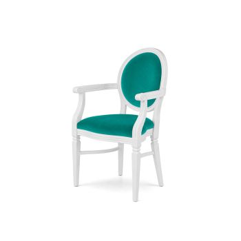 Chandelle Armchair White - Cushion Tiffany Blue
