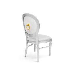 GH Chandelle Chair Silver & White - Gold Ring