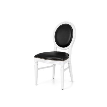 Chandelle Chair White - Cushion Black (Leather)