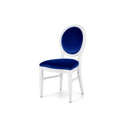 Chandelle Chair White - Cushion Royal Blue (Velvet)