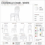 White wood Chandelle chair with an oval backrest and velvet upholstery, elegant seating for weddings, gala dinners, corporate events, and luxury receptions.