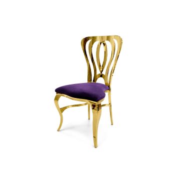 Halexander Chair Gold Cushion Eggplant