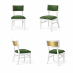 Milano white chair with gold mirrored backrest panel and solid white wood frame for elegant luxury event seating