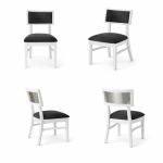 Milano white chair with silver mirrored backrest panel and solid white wood frame for modern luxury event seating
