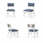 Milano white chair with silver mirrored backrest panel and solid white wood frame for modern luxury event seating