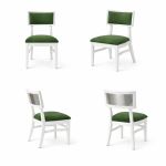 Milano white chair with silver mirrored backrest panel and solid white wood frame for modern luxury event seating