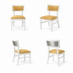 Milano white chair with silver mirrored backrest panel and solid white wood frame for modern luxury event seating