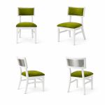 Milano white chair with silver mirrored backrest panel and solid white wood frame for modern luxury event seating