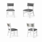 Milano white chair with silver mirrored backrest panel and solid white wood frame for modern luxury event seating