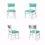 Milano white chair with silver mirrored backrest panel and solid white wood frame for modern luxury event seating