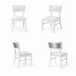Milano white chair with silver mirrored backrest panel and solid white wood frame for modern luxury event seating