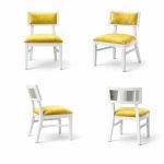 Milano white chair with silver mirrored backrest panel and solid white wood frame for modern luxury event seating