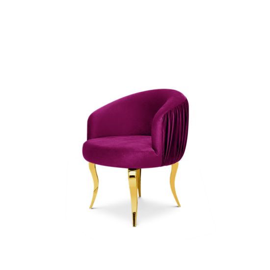 reflection armchair with curved backrest, pleated side detailing, and sleek silver mirrored legs, designed for luxury lounge and event seating.