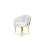 reflection armchair with curved backrest, pleated side detailing, and sleek silver mirrored legs, designed for luxury lounge and event seating.
