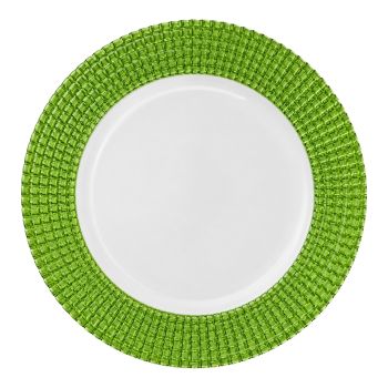 Art Deco Charger Plate (Clear and Green)