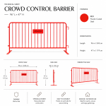 Crowd control barrier with black stretch fabric cover and red steel frame, ideal for event crowd management, VIP areas, and elegant venue barriers.