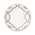 Marble of Delphi dinner plate with gray geometric pattern, gold trim and elegant design for modern luxury dining