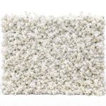 White orchid-style flower wall backdrop with dense blooms, elegant wedding photo backdrop panel for ceremonies and event décor styling.