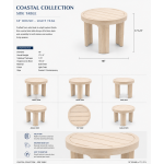 Round outdoor side table in natural wood with slatted top and cylindrical legs