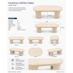 Contemporary oval outdoor coffee table crafted from natural wood with slatted tabletop design