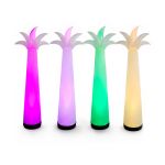 Color-changing inflatable palm tree décor with LED lighting, tropical accent decoration for parties, outdoor events, and themed celebrations