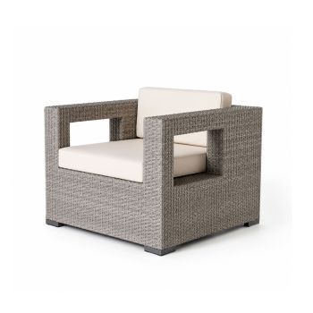 Rattan Armchair (Square Hole) (Sand)