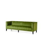 Kiwi green Hollywood sofa with channel-tufted back and black legs, bold modern lounge seating for weddings and event lounges
