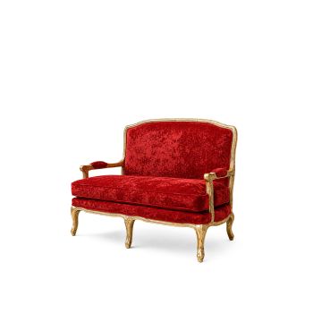 GH PARIS SETTEE LOVESEAT GOLD GILT - CRIMSOM VELVET