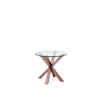 GH COGNAC SIDE TABLE ROSE GOLD - GLASS