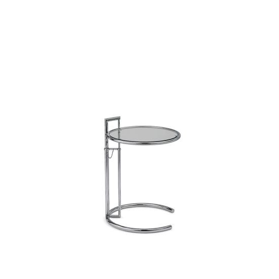 Modern gray coffee table with round top and open metal base, minimalist lounge table for events, receptions, and VIP areas