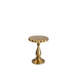 Gold Petale side table with scalloped round top and turned pedestal base, elegant accent table for weddings and event lounges