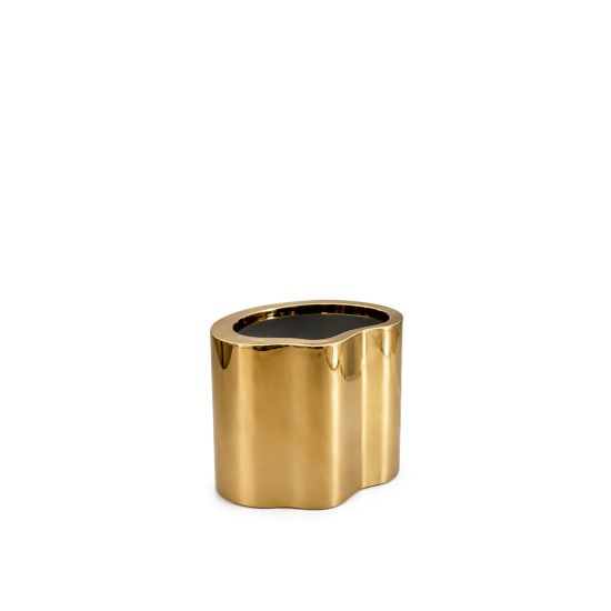 Revell side table with gold-toned cylindrical base, modern accent table for event lounges, cocktail seating, and VIP areas