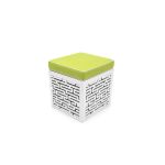 Maze ottoman with lime green cushioned top and white textured geometric base, modern lounge seating accent for events and weddings.