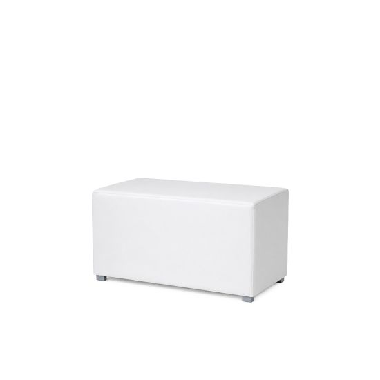Soho 34-inch rectangular white bench with modern box design, lounge seating bench rental for weddings, parties, and events.