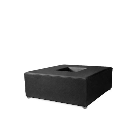 Soho black square bench with modern cube design, lounge ottoman or accent seating rental for events and wedding lounges.